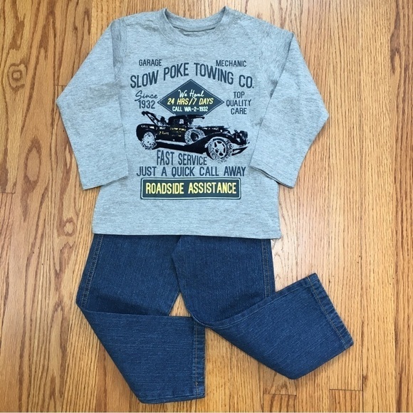 Zboyz Wear toddler boy long sleeve t-shirt & pull on jean 2-pcs sets - Picture 1 of 14